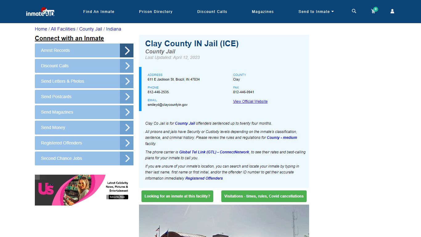 Clay County IN Jail (ICE) - Inmate Locator - Brazil, IN